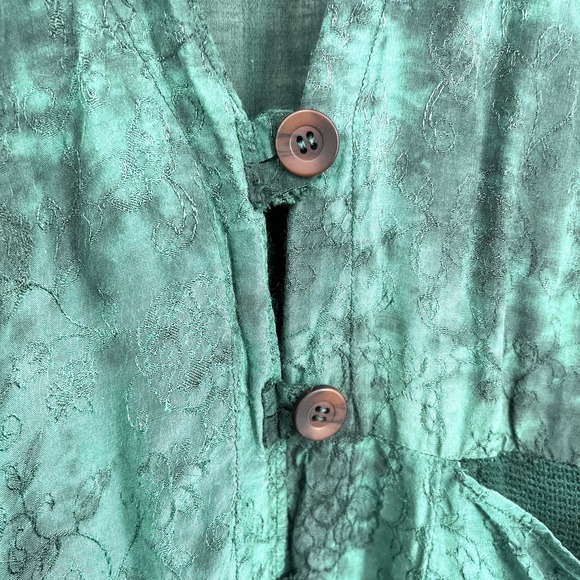 Sterling Styles Vintage 80s 90s Deep Green Wearable Art Vest Blouse Shirt Top - Picture 5 of 7